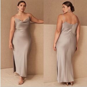 Sachin + Babi Cali Cowl Neck Satin Slip Midi Dress